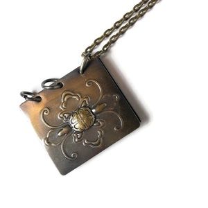 Antique Gold Open Book Locket Unique Necklace